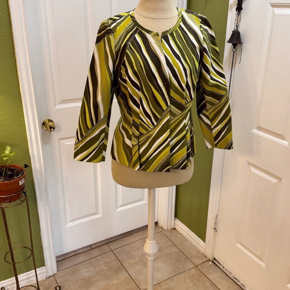 Lafayette 140 Striped Green and Brown Women's Top
